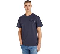 Tommy Jeans Homme T-Shirt Manches Courtes Linear Chest Col Ras-du-Cou, Bleu (Twilight Navy), M