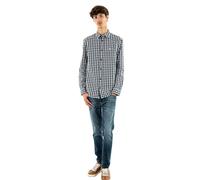 Tommy Jeans Homme TJM REG POPLIN CHECK SHIRT DM0DM19655, Blue (Dark Night Navy Small Check), L