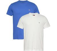 Tommy Jeans T-Shirts Manches Courtes Lot de 2 Homme Xslim Jersey en Coton, Multicolore (Ecru/Tempo Blue), XXL