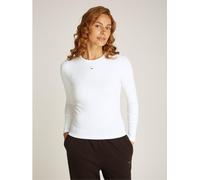 Tommy Jeans T-Shirt Manches Longues Femme Slim Fit Essential en Coton, Blanc (Ecru), S