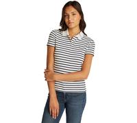 Tommy Jeans Polo Manches Courtes Femme Slim Essential Stretch, Multicolore (Ecru/Navy Stripe), S