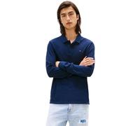 Tommy Jeans Polo Manches Longues Homme Slim Placket en Coton, Bleu (Dark Night Navy), XS