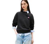 Tommy Jeans Pull à col Rond pour Femme avec Logo du Drapeau brodé, Noir, Large