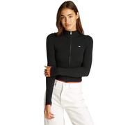 Tommy Jeans Pull avec Fermeture Éclair Femme Cable Zip Thru Cardigan Moulant, Noir (Black), M