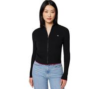 Tommy Jeans Pull avec Fermeture Éclair Femme Cable Zip Thru Cardigan Moulant, Noir (Black), XL