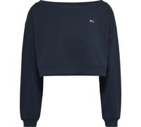 Tommy Jeans - Pull Crop Bleu Col Bateau Manches Ballon - Femme - Pulls - Bleu - Taille: 38 FR