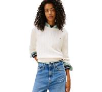 Tommy Jeans Pull Femme Cable Essential Maille Torsadée, Ivoire (Ancient White), M