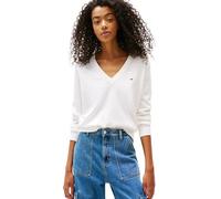 Tommy Jeans Pull Femme Essential avec Col en V, Blanc (Ecru), L