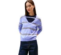 Tommy Jeans Pull Femme Essential avec Col en V, Violet (Vintage Iris/Stripe), S