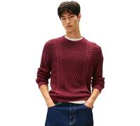 Tommy Jeans Pull Homme Cable Knit Sweater avec Maille Torsadée, Rouge (Red Wine Tonal), M
