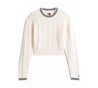 Tommy Jeans - Pull Relax Coupe Décontractée Maille Câble Flag - Femme - Pulls - Beige - Taille: 42 FR