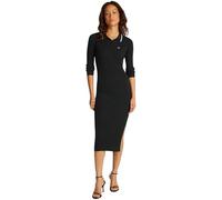 Tommy Jeans Robe Polo Femme Midi Fendue, Noir (Black), M