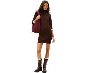 Tommy Jeans Robe-Pull Femme Essential avec Col Roulé, Marron (Rich Brown), M