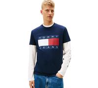 Tommy Jeans Short Sleeve Cotton Graphic T-Shirts with Big Flag Logo Design T-Shirt à Manches Courtes en Coton avec Grand Logo du Drapeau Homme (Lot de 1)