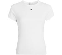 Tommy Jeans T-Shirt Manches Courtes Femme Essential Rib Slim Fit, Blanc (White), M