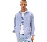 Tommy Jeans Surchemise Homme Oxford Check avec Patte de Boutonnage, Bleu (Soft Sapphire Check), XS