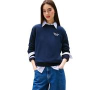 Tommy Jeans Sweat Femme Logo en Coton, Bleu (Dark Night Navy), S