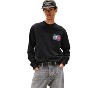 Tommy Jeans Sweat Homme Flag Crew avec Col Ras-du-Cou, Noir (Black), M