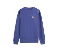 Tommy Jeans Sweat-shirt 'Signature Logo Sueded' indigo / rouge cerise / blanc, Taille L