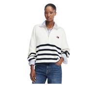 Tommy Jeans - Sweater z suwakiem i paskiem z logo - Femme - Pulls - Blanc - Taille: 34 FR