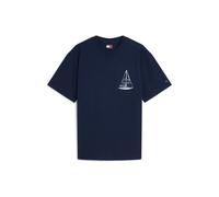 Tommy Jeans T-Shirt 'Back Graphic Relaxed' bleu marine / blanc, Taille M