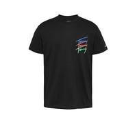 Tommy Jeans T-Shirt bleu / citron vert / rouge clair / noir, Taille XS