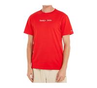 Tommy Jeans - T-shirt Classique Linéaire en Coton Rouge - Homme - Tops - Rouge - Taille: 2XL