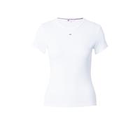 Tommy Jeans T-Shirt Manches Courtes Femme Essential Rib Slim Fit, Blanc (White), S