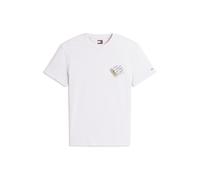 Tommy Jeans T-Shirt gris chiné / vert / orange / noir, Taille M
