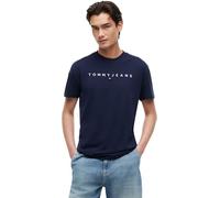 Tommy Jeans T-Shirt Homme Manches Courtes Linear Logo Coton, Bleu (Dark Night Navy), 3XL