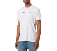 Tommy Jeans T-Shirt Homme Manches Courtes Linear Logo Coton, Gris (Silver Grey), M