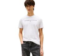 Tommy Jeans T-Shirt Homme Manches Courtes Linear Logo Coton, Gris (Silver Grey), XXL