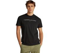Tommy Jeans T-Shirt Homme Manches Courtes Linear Logo Coton, Noir (Black), S