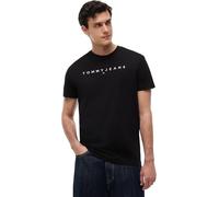 Tommy Jeans T-Shirt Homme Manches Courtes Linear Logo Coton, Noir (Black), XS