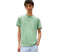 Tommy Jeans T-Shirt Homme Manches Courtes Linear Logo Coton, Vert (Cloudy Jade Multi), S