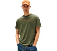 Tommy Jeans T-Shirt Homme Manches Courtes Linear Logo Coton, Vert (Pewter Green Multi), XS
