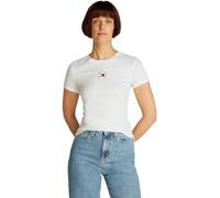 Tommy Jeans T-Shirt Manches Courtes Femme Essential Logo Tee Slim Fit, Blanc (Ecru), L