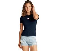 Tommy Jeans T-Shirt Manches Courtes Femme Essential Logo Tee Slim Fit, Bleu (Dark Night Navy), XXS