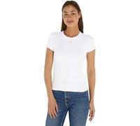 Tommy Jeans T-Shirt Manches Courtes Femme Essential Rib Slim Fit, Blanc (White), M