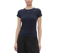 Tommy Jeans T-Shirt Manches Courtes Femme Essential Rib Slim Fit, Bleu (Dark Night Navy), XL