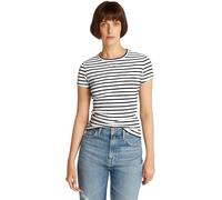 TOMMY JEANS T-Shirt Manches Courtes Femme Essential Rib Slim Fit, Multicolore (Dark Night Navy/Stripe), XXS