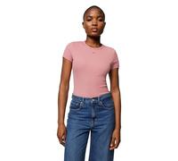 Tommy Jeans T-Shirt Manches Courtes Femme Essential Rib Slim Fit, Rose (Tahiti Berry), XL