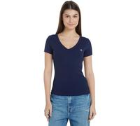 Tommy Jeans T-Shirt Manches Courtes Femme Slim Col en V, Bleu (Dark Night Navy), L