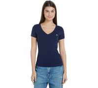 Tommy Jeans T-Shirt Manches Courtes Femme Slim Col en V, Bleu (Dark Night Navy), XS