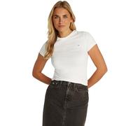 Tommy Jeans T-Shirt Manches Courtes Femme Slim Col Ras-du-Cou, Blanc (Ecru), XS
