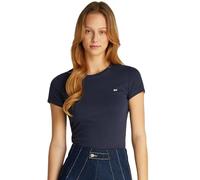 Tommy Jeans T-Shirt Manches Courtes Femme Slim Col Ras-du-Cou, Bleu (Dark Night Navy), XL