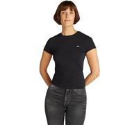 Tommy Jeans T-Shirt Manches Courtes Femme Slim Col Ras-du-Cou, Noir (Black), XL