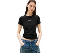 Tommy Jeans T-Shirt Manches Courtes Femme Slim Essential Logo Court, Noir (Black), M