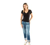 Tommy Jeans Slim Essential Rib Short Sleeve T-shirt Noir 2XS Femme