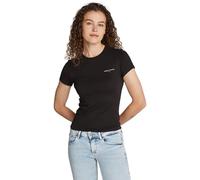 Tommy Jeans T-Shirt Manches Courtes Femme Slim Fit Linear Col Ras-du-Cou, Noir (Black), XL